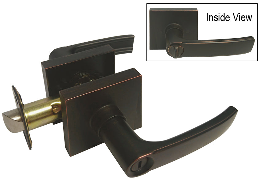 Dark Oil Rubbed Bronze Square Privacy Door Handle- Style