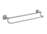 A satin nickel double towel bar with a wall mount design, featuring a low-gloss surface and geometric profile from the Napier collection.