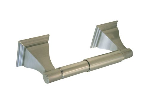 Satin nickel toilet paper holder with square base