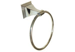 Polished chrome towel ring with square base.