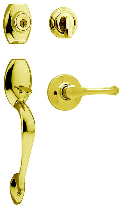 Kwikset Polished Brass Sonoma Single Door Handleset with Lever Dorian Paw