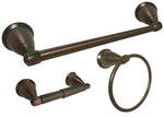 Oil Rubbed Bronze Towel Bar Kit with 18" Towel Bar, Towel Ring, and Toilet Paper Holder.