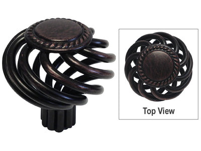 Oil Rubbed Bronze Rope Birdcage Knob 1 3/8" (35mm) 1342-35