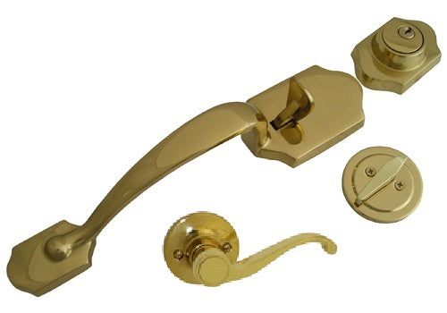 Polished Brass Finish Handleset For Front Entrance Door 