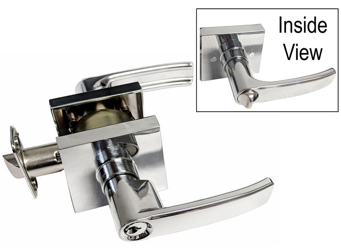 Polished Chrome Entrance Square Plate Lever - Style: 8048CR
