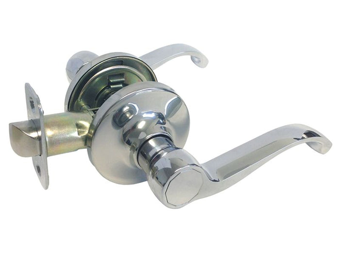 Polished Chrome Passage Door Lock with Lever-Style Handles
