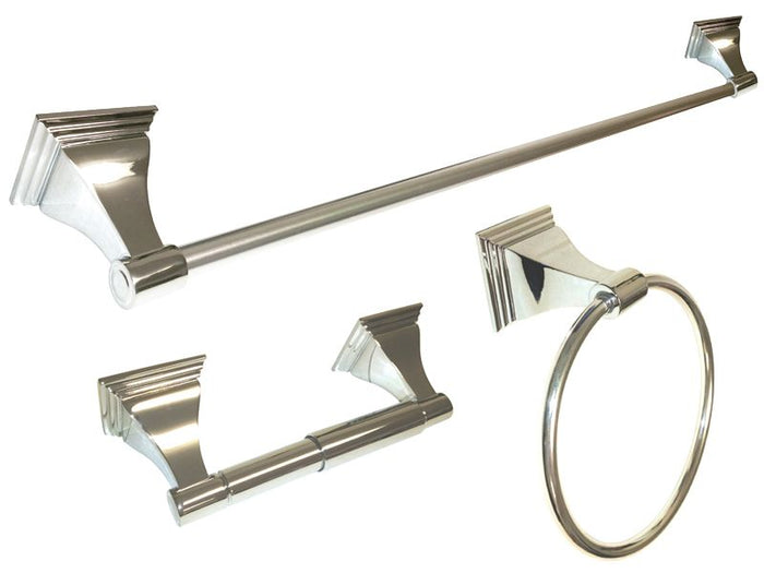 Polished chrome towel bar kit with 18