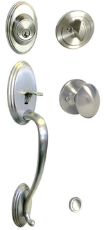 Satin Nickel Finish Front Door Handle Set With Oval Knob