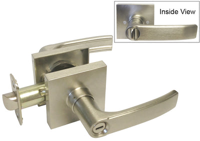 Satin Nickel Square Plate Privacy Lever- Style: 8048DC

