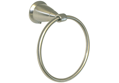 Satin Nickel Towel Ring with Round Base.