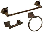 Oil Rubbed Bronze Towel Bar Kit with 18" Towel Bar, Towel Ring, and Toilet Paper Holder witih Square Base.