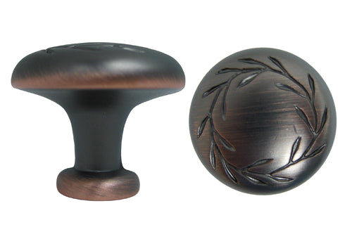 Oil Rubbed Bronze Cabinet Knob with a Leaf Motif