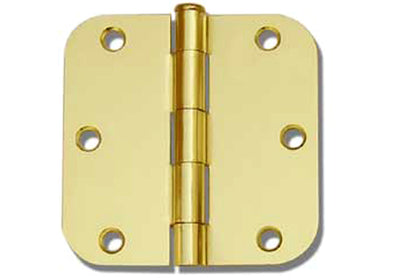 3.5 inch polished brass interior door hinge with 5/8" radius