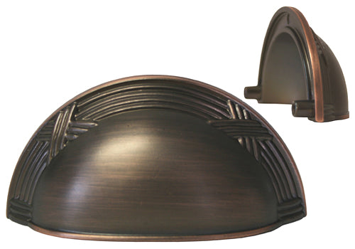 Oil Rubbed Bronze Ribbon & Reed Cup Cabinet Pull 8858-76