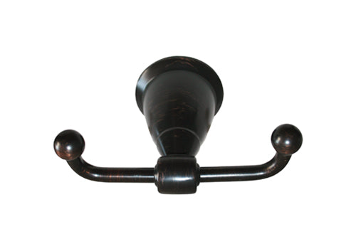 Dark Oil Rubbed Bronze Double Robe Hook with Round Base.