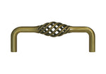 Antique Brass 3 3/4" Pull with a Bird Cage Center 