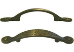 Antique Brass Cabinet Pull with a Leaf Motif